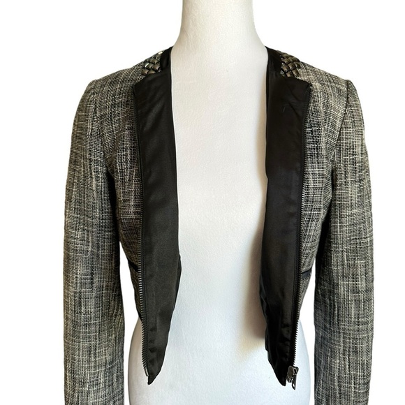 H&M Cropped Black White Blazer Size 8 - Picture 5 of 17